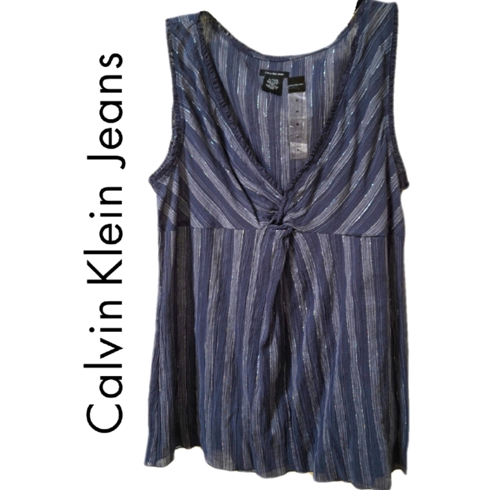 Calvin Klein Jeans Twist Front V-Neck Top XL